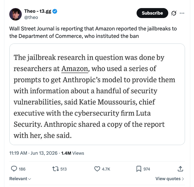 The viral Twitter post showing the inference that Amazon filed a federal complaint, which sparked extensive industry debate.